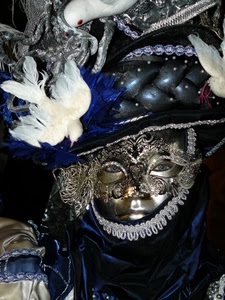 maschera, carnevale, blu, piume, colombe, venezia, uccello, bianco
