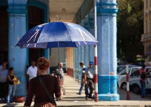 ombrello, blu, donna, azzurro, portico, persone, portici, colonne, pali