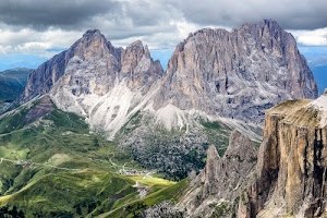 nuvole, verde, rocce, cielo, montagne, montagna, vette, cime, panorama, strade, prati, bianco, ghiacciai, neve, dolomiti