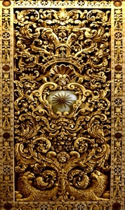 oro, soffitto, decorazioni, figure, pannello, dorato, porta, leoni, cornice