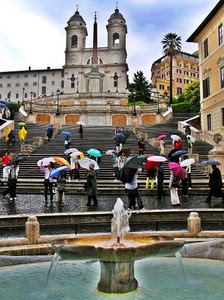 ombrelli, fontana, scalinata, roma, chiesa, scale, zampillo, piazza, obelisco, trinità