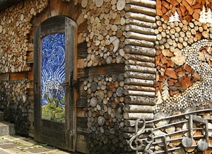 porta, legna, azzurro, musica, tronchi, colori, legno, mosaico, note