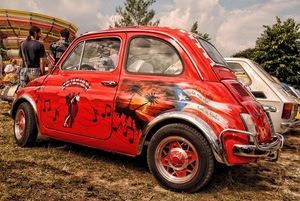 cinquecento, automobile, rossa, rosso, note, ruote, disegni, auto, alberi