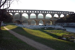 fiume, archi, acquedotto, verde, sentiero, prato, erba, ponte, alberi, romano, francia, ombra, albero, strada, controluce, cielo, gard, rami