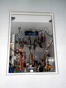 vetrina, cerchi, ruote, bobine, ampolle, finestra, specchio, film, pellicole, attrezzi, astratto