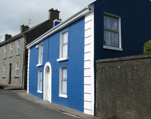 finestre, casa, porta, blu, bianco, strada, case