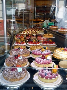 torte, dolci, vetrina, pasticceria, frutta, cibo, lamponi