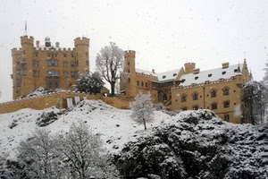 castello, neve, alberi, inverno, torri