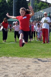 salto, sport, sabbia, gara, bambini, bambina, rosso, atletica, lungo