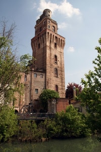ponte, torre, acqua, finestre, alberi, fiume, castello