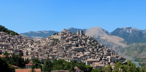 case, montagne, panorama, cielo, borgo, paese, castello, monti, alberi