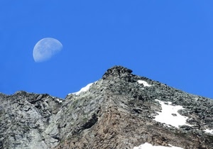 luna, neve, cielo, azzurro, roccia, montagna, montagne, vetta, rocce, cime, cima, vette
