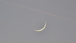 luna, cielo, spicchio, scia, grigio, minimalismo