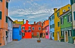 case, colori, piazza, cielo, finestre, multicolore, nuvole, colore