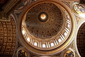 cupola, finestre, chiesa, cerchio, geometrie, decorazioni, affreschi, interno