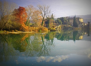 alberi, riflesso, nuvole, lago, castello, acqua, cielo, autunno, riflessi, fiume, uccelli, piante