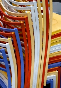 sedie, rosso, colori, giallo, bianco, azzurro, blu, multicolore