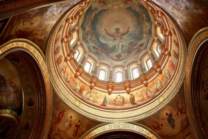 cupola, finestre, archi, affreschi, chiesa, interno, colori, affresco, dipinti, dipinto
