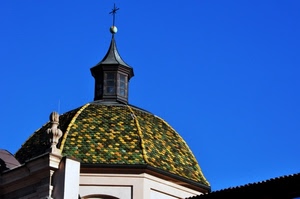 croce, cupola, cielo, azzurro, sfera, chiesa, giallo, colori