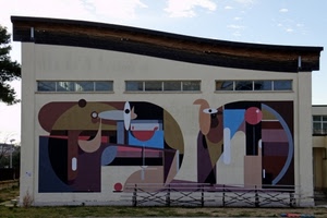 murales, astratto, colori, finestre, casa, murale, disegno, forme, disegni, facciata, cielo, muro