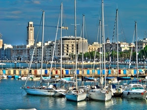 barche, porto, alberi, mare, acqua, torre, palazzi, molo