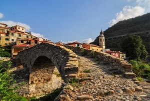 ponte, campanile, case, pietre, borgo, arco, strada, paese, chiesa