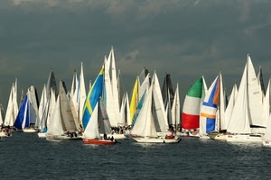 barche, vele, mare, regata, cielo, scafi, colori, bianco