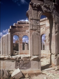 colonne, cielo, nuvole, ruderi, archi, rovine, antichità, storia, rudere