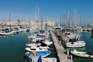 barche, porto, mare, acqua, alberi, chiesa, molo