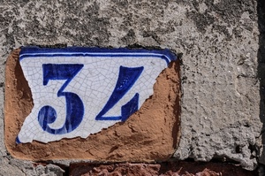 muro, numero, tre, quattro, blu, numeri, piastrella, civico, mattone, ceramica