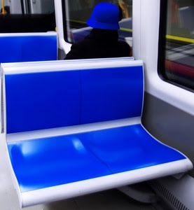cappello, blu, sedile, treno, donna, sedili, tram, passeggero, bianco