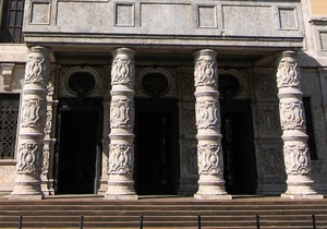 colonne, porte, quattro, scale, gradini, balcone, scalinata, tempio, entrata