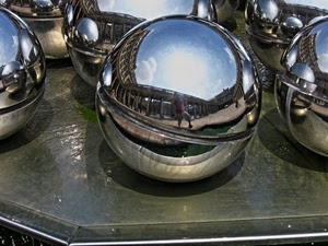 sfere, riflessi, metallo, riflesso, fotografo, cielo, acciaio, tavolo, sfera, palle, persona