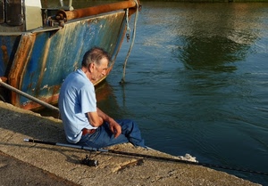 pescatore, mare, acqua, canna, barca, porto, uomo, pesca, riflesso, molo