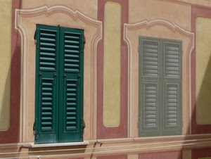 verde, finestre, due, finestra, finta, persiana, persiane, dipinto, disegno, ante