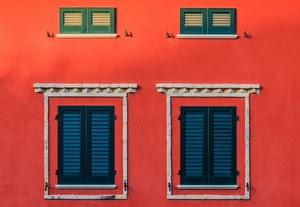 finestre, verde, rosso, persiane, quattro, blu, muro, geometrie, ante, bianco, cornice, cornici