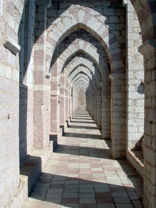 archi, ombre, prospettiva, pietra, portico, ombra, colonne, pietre, portici, volte, gotico