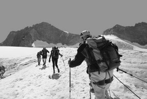 neve, montagna, zaino, bianconero, bianco, inverno, sport, escursionisti, scalatori, sci