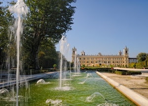 acqua, fontana, alberi, zampilli, palazzo, fontane, reggia, torri