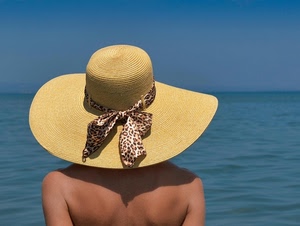 mare, cappello, fiocco, spalle, donna, nastro, schiena, paglia, acqua, cielo