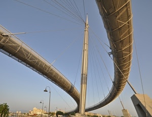 ponte, lampioni, curve, fili, tiranti, cielo, due, tubi, ponti, pilone