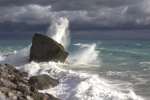 mare, onde, nuvole, scogli, acqua, scoglio, schiuma, onda