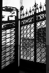 cancello, ferro, bianconero, ombra, ombre, punte