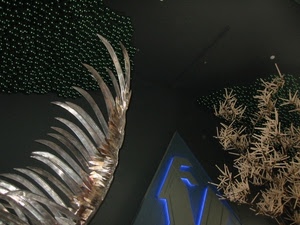 nero, astratto, luci, piume, blu, verde, puntini, ali, forme, metallo