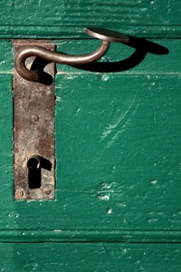maniglia, verde, porta, serratura, ferro, legno, ombra, metallo, toppa