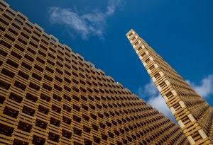 cielo, nuvole, legno, expo, prospettiva, azzurro, pattern, geometrie, tavole, cassette, padiglione, linee, obliquo, diagonale
