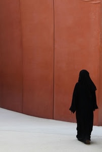 nero, donna, velo, bianco, passante, parete, vestito, burqa, muro, persona