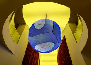 giallo, azzurro, blu, sfera, palla, lampadario