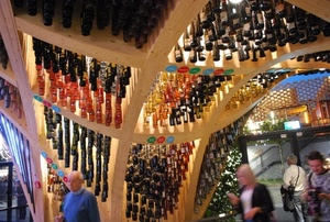 bottiglie, persone, legno, expo, esposizione, enoteca, padiglione, francia, vetro, vino