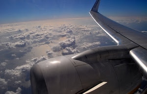 aereo, nuvole, cielo, ala, motore, orizzonte, ali